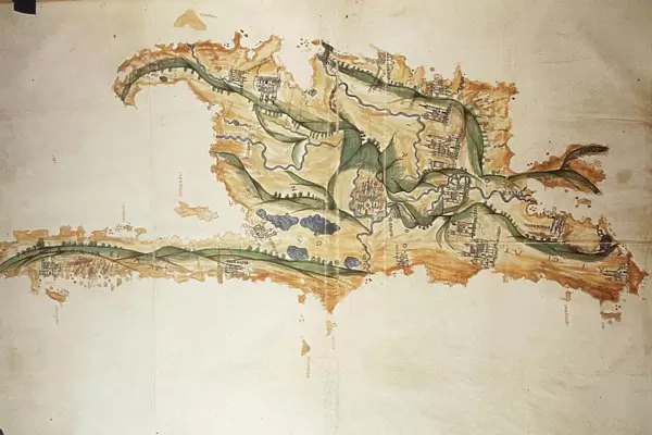 Map of Island of Hispaniola, Haiti and Dominican Republic from the Codex Raro