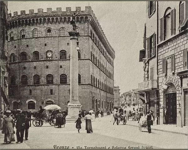 Italy, Florence, Via Tornabuoni and Palazzo Ferroni, 20th Century, postcard