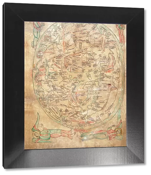Mappa Mundi by Sawley or Enrico di Magonza, ink and colors on parchment, 12th Century