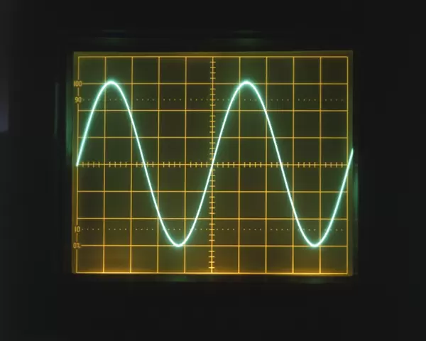 Sine wave displayed on oscilloscope screen