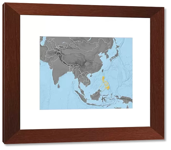 Asia, Relief Map With Country Borders