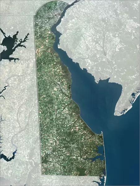 State of Delaware, United States, True Colour Satellite Image