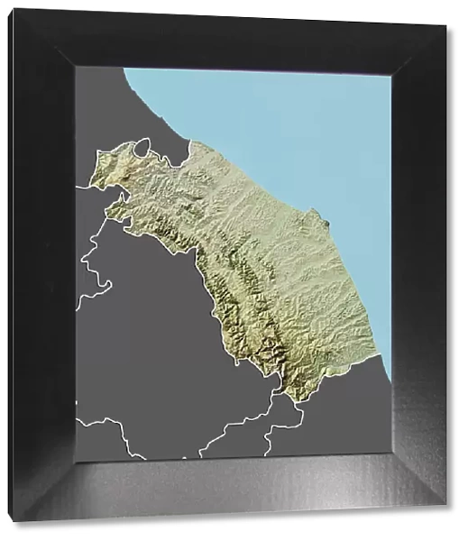 Region of Marche, Italy, Relief Map