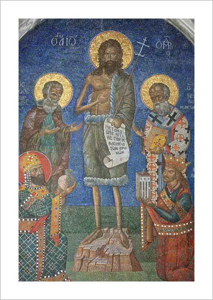 Orthodox mosaic depicting Saint John the Baptist with bishops and kings