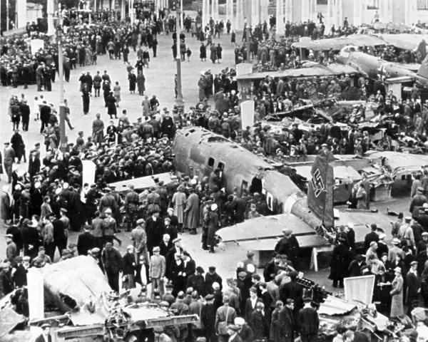 German planes brought down by the soviets are exhibited on a moscow square