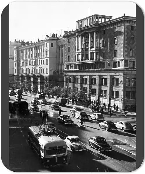 Gorky street in moscow, ussr, october 1955