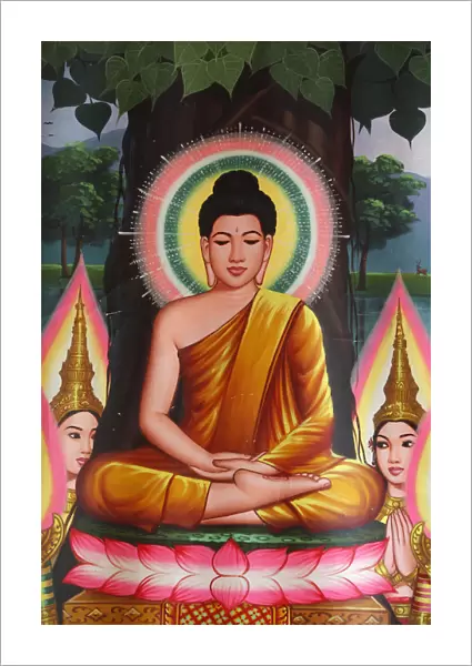 Painting depicting Buddha meditating