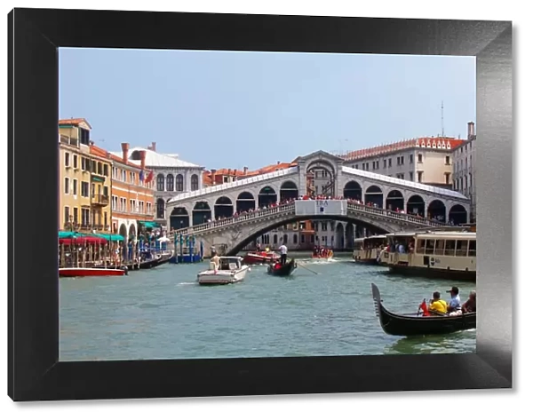 Italy, Venice, Grand Canal, Traffic by Rialto Bridge