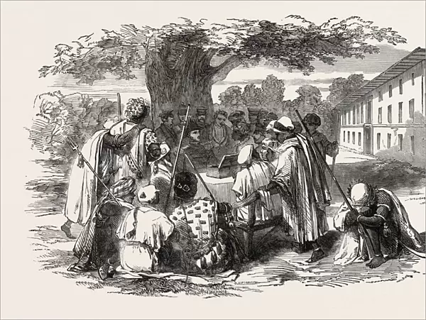 Palaver between the Governor of the Gambia and the King of Combo, 1851 Engraving