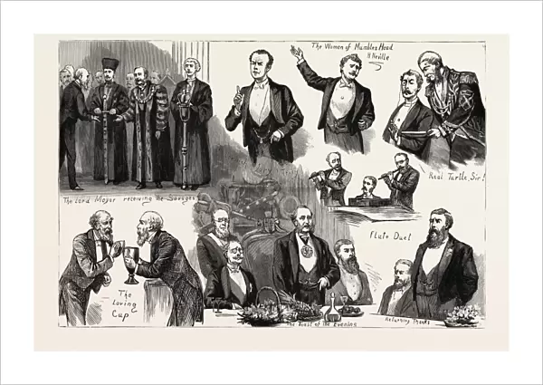 The Lord Mayors Banquet to the Savage Club at the Mansion House, 1888 Engraving