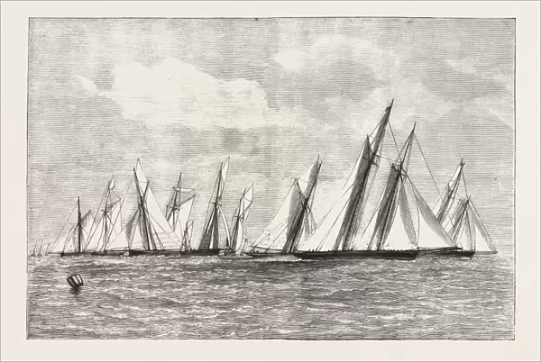 THE ROYAL THAMES YACHT CLUB CHANNEL MATCH, ENGRAVING 1876, UK, britain, british, europe