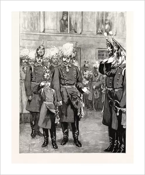 The Reception Of The Crown Prince Of Prussia Into The First Regiment Of Guards At Potsdam: The German Emperor Introducing His Son To The Regiment