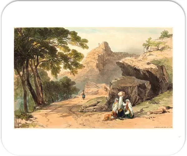 Edward Lear (british, 1812 1888 ), Cervara, Colored Lithograph
