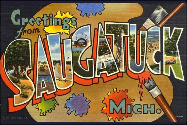Greeting Card from Saugatuck, Michigan. ca. 1946, Saugatuck, Michigan, USA, Greeting Card from Saugatuck, Michigan