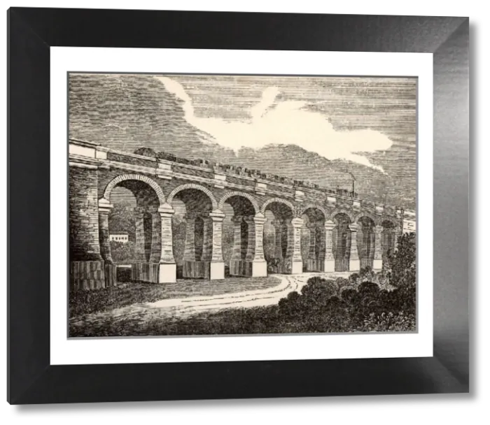 Framed Print : Print of the Wharncliffe Viaduct, an eight-arched railway bridge Framed Print : Print of the Wharncliffe Viaduct, an eight-arched railway bridge