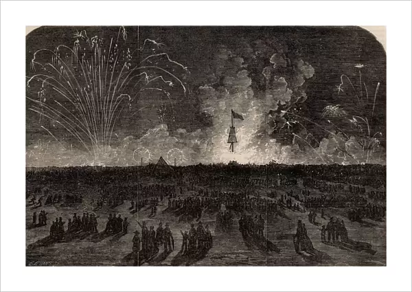 Crimean (Russo-Turkish) War 1853-1856. Fireworks at Blackheath near London, England