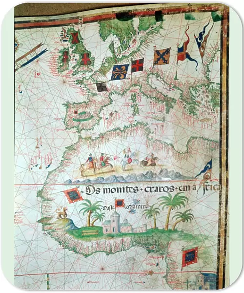 Portuguese map of 1558 by Bastian Lopez showing Europe, British Isles and part of Africa