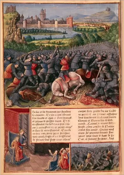 Battle during the First Crusade (The Peoples Crusade) 1096-1099. Mounted knights are unhorsed