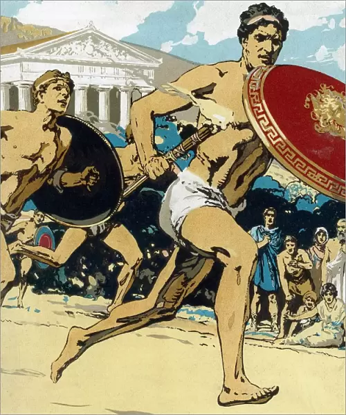 Ancient Olympic Games: the relay race. Runners had to keep alight the flame and hand