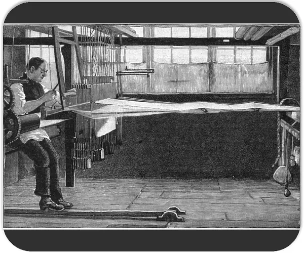 Silk weaver at work in his cottage at Bethnal Green, London, England, late 19th century