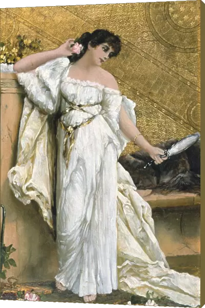 L elegante : French School, 19th century. A fashionable dark-haired beauty