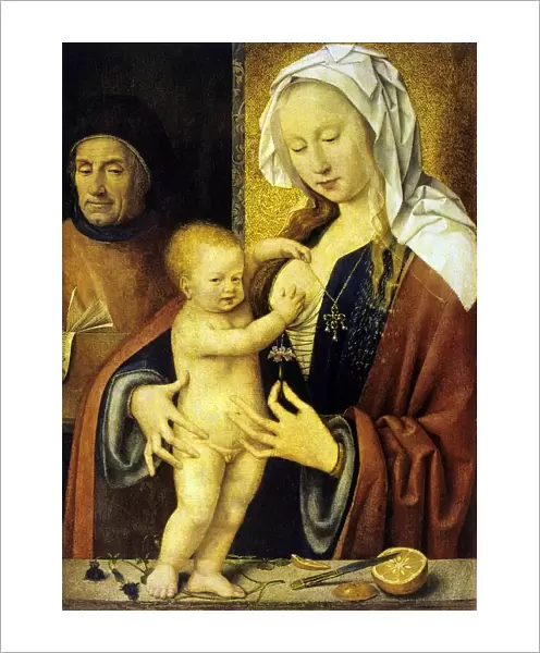 The Holy Family Joos van Cleve (c1490-1540) Netherlandish painter. Mary supports