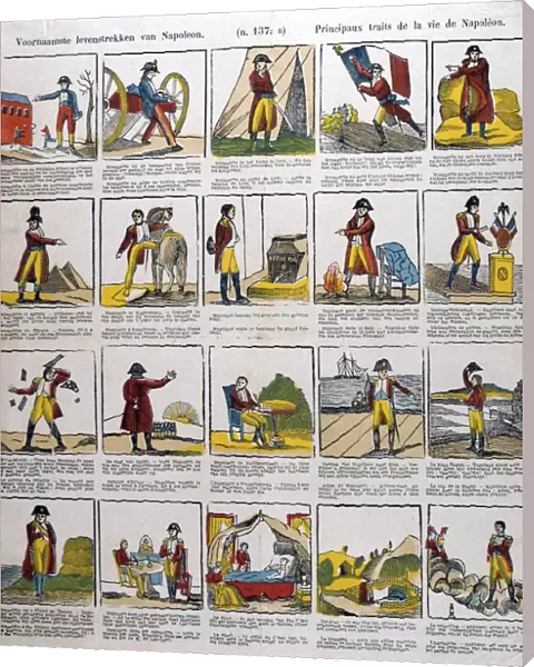 Episodes in the life of Napoleon I (1769-1821). 19th century popular coloured woodcut