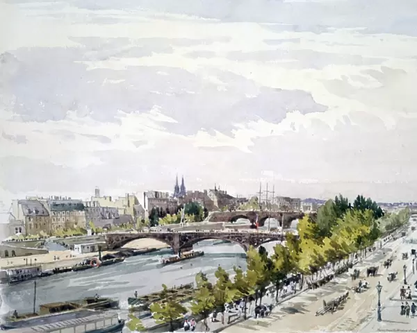 View of Paris, Salle d Apollon, Louvre, looking West. Watercolour. Charles Claude Pyne