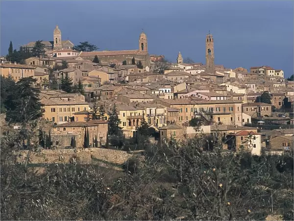 Italy, Tuscany Region, Val D Orcia, town of Montalcino on hill