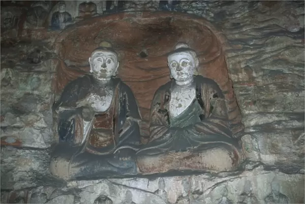 China, Shanxi province, sandstone statues of Buddha in Yungang Grottoes