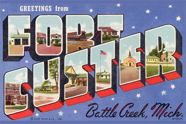 Greeting Card from Fort Custer. ca. 1941, Battle Creek, Michigan, USA, Greeting Card from Fort Custer
