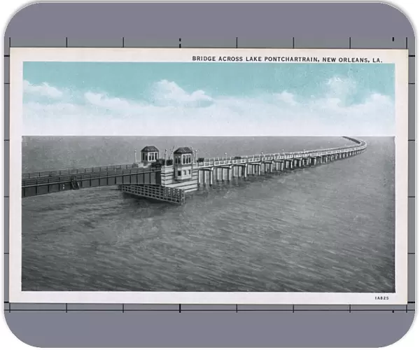 Bridge Across Lake Pontchartrain. ca. 1931, New Orleans, Louisiana, USA, BRIDGE ACROSS LAKE PONTCHARTRAIN, NEW ORLEANS, LA