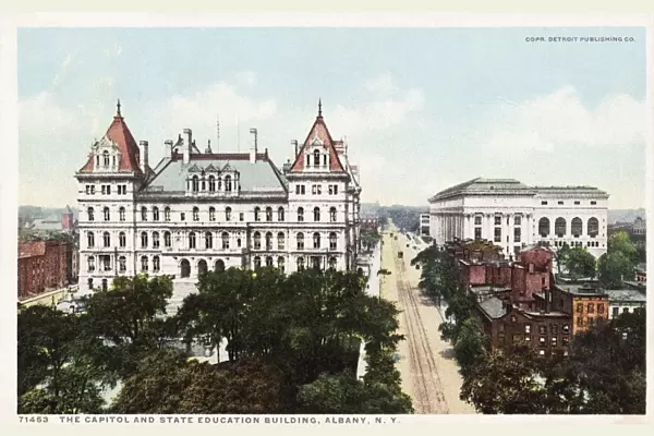The Capitol and State Education Building, Albany, N. Y. Postcard. ca. 1915-1925, The Capitol and State Education Building, Albany, N. Y. Postcard