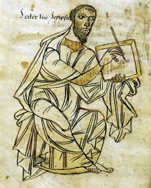 Saint Paul writing. From an early 9th century manuscript version of Saint Pauls letters