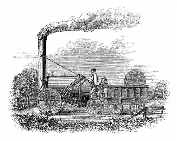 Stephensons locomotive Rocket which won competition at Rainhill Bridge