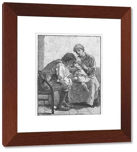 Silas Marner by George Eliot, 1861. Eppie the orphan, showing Silas Marner, the weaver
