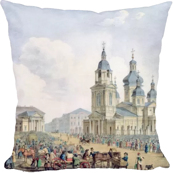 Hay Market (Sennaya Ploschad) St Petersburg 1822-1826. Coloured lithograph after