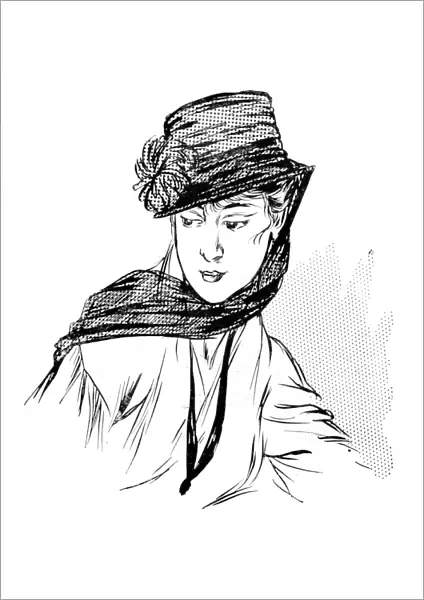 Womens fashion. Hat with veil considered suitable for mourning. From the French