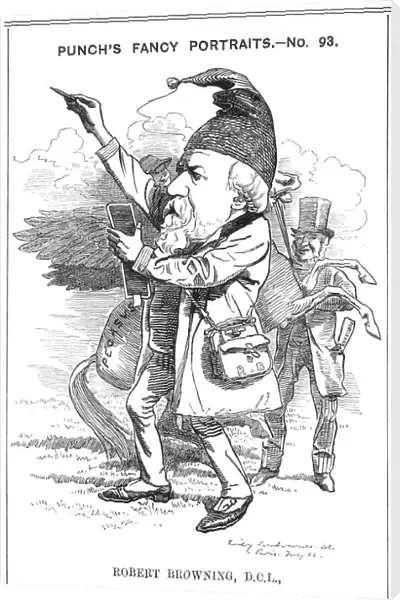 Robert Browning (1812-1889) English poet. Cartoon by Edward Linley Sambourne in the