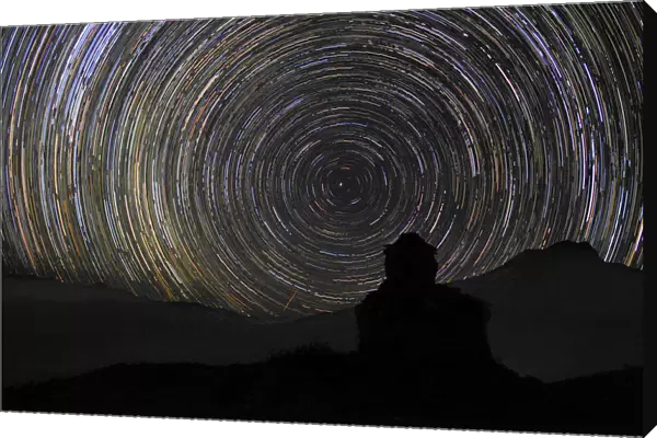 Star-trails around the polar star, Muktinath, Mustang region, Western Himalayas, Nepal
