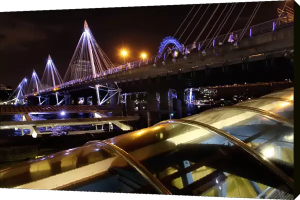 The Hungerford Bridge and Golden Jubilee Bridges, London, England, United Kingdom