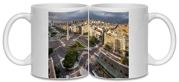 View Of The Obelisk Of Buenos Aires and 9 De Julio Avenue, Argentina, South America