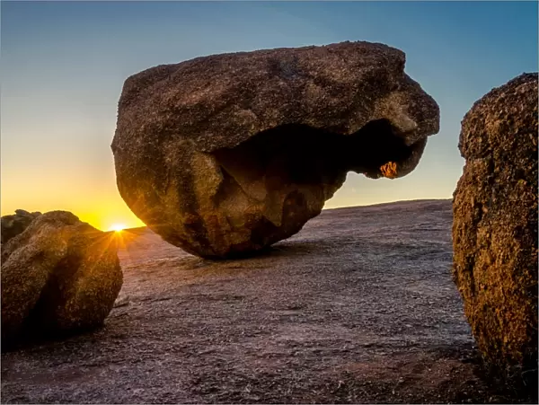 Balancing rock on the top of Hyden Rock, Western Australia