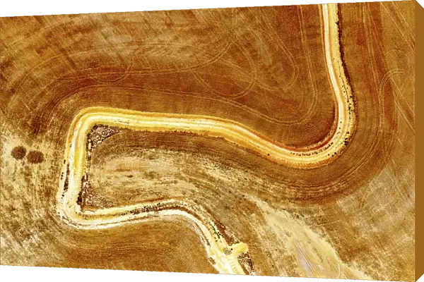 Aerial view of dirt road