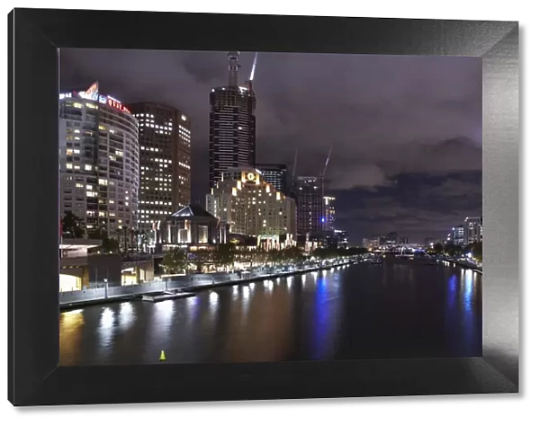 Australia, Victoria, Melbourne Yarra River, night