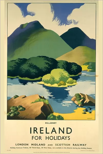 Ireland for Holidays - Killarney, LMS poster, c 1930s