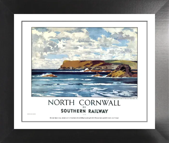 Framed Print : Norman Wilkinson's Print of North Cornwall by Southern Railway, 1947 Framed Print : Norman Wilkinson's Print of North Cornwall by Southern Railway, 1947