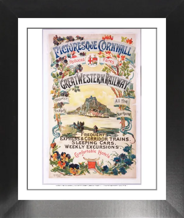 Framed Print : Picturesque Cornwall Print, a watercolour illustration of St Michaels Mount Framed Print : Picturesque Cornwall Print, a watercolour illustration of St Michaels Mount