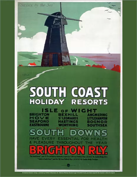 South Coast Holiday Resorts, LBSCR poster, 1900-1922