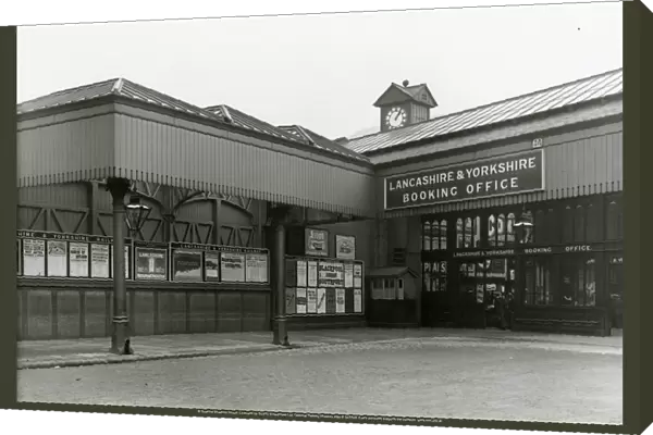 Halifax station, Lancashire and Yorkshire Railway. General view of the entrance to